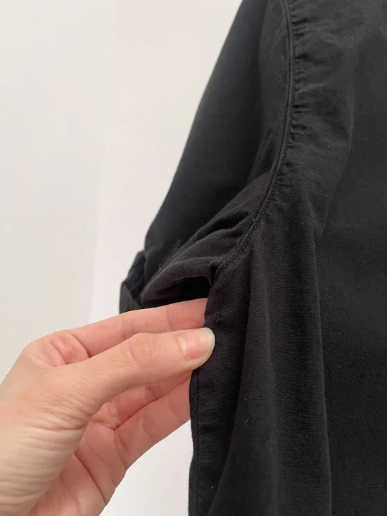 Aritzia Denim Forum the Jane shirt S black short sleeve button up timeless - Picture 13 of 13